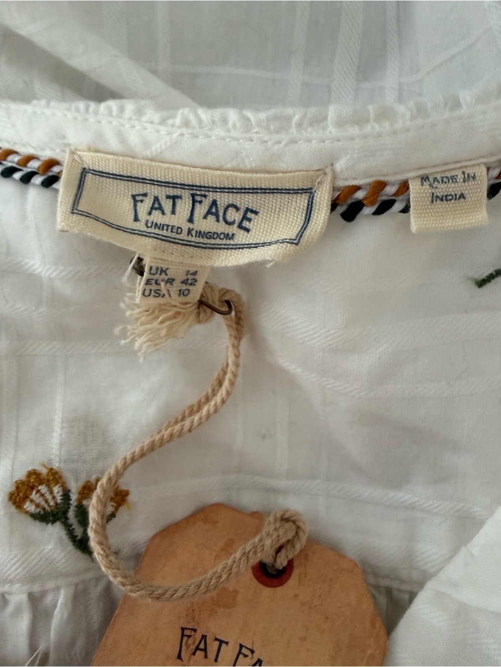 New Fat Face Aldwick Embroidered Blouse Long Sleeve Size 10 NWT. - Picture 4 of 7